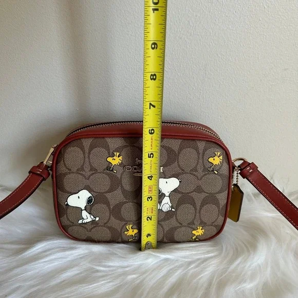 Coach Peanuts Snoopy Woodstock Jamie Camera Bag Signature Canvas Crossbody Brown - Picture 9 of 9